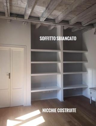 imbiancatura e montaggio mensole in nicchia nel bilocale con recupero delle travi imbiancatura e montaggio mensole in nicchia nel bilocale con recupero delle travi