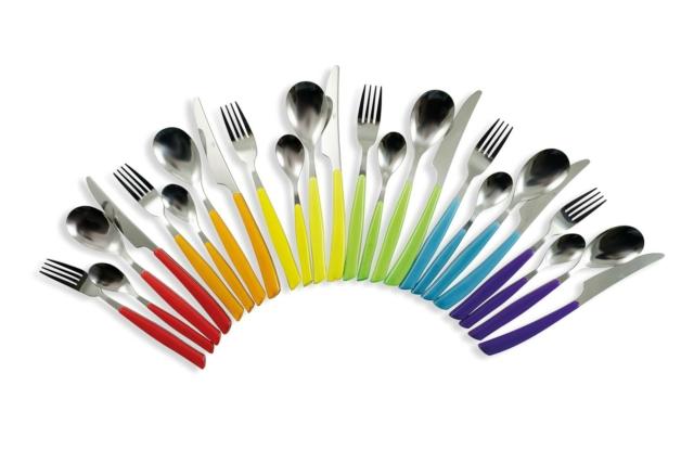 set posate colorate Baita di Villa d’Este Home Tivoli in acciaio con impugnatura plastica colorata set posate colorate Baita di Villa d’Este Home Tivoli in acciaio con impugnatura plastica colorata