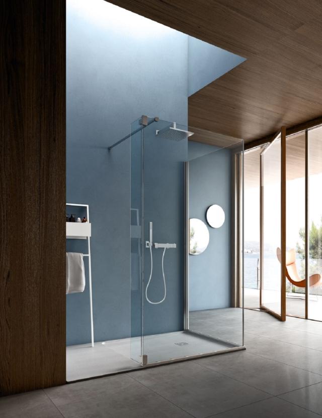 box doccia S6 walk-in di Arcom ha chiusura in vetro trasparente con aletta e profili Brill box doccia S6 walk-in di Arcom ha chiusura in vetro trasparente con aletta e profili Brill