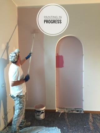 inizio pittura rosa nella nicchia per trasformare la cameretta inizio pittura rosa nella nicchia per trasformare la cameretta