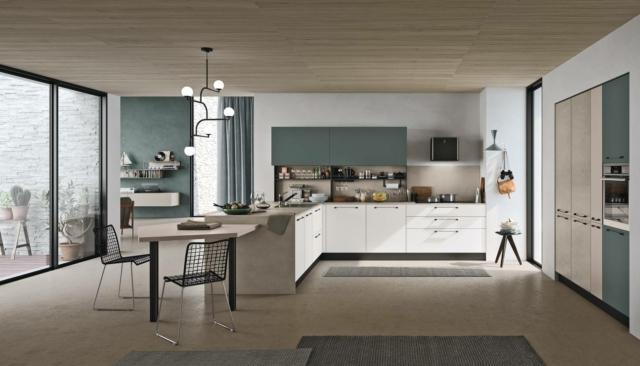 cucina angolare con pensili colorati verdi Infinity di Stosa cucina angolare con pensili colorati verdi Infinity di Stosa