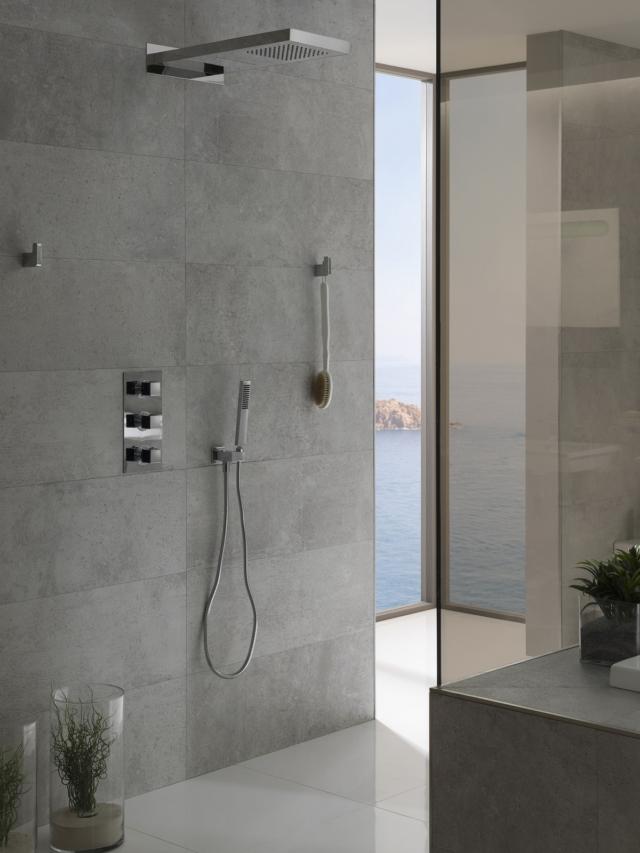funzione pioggia e cascata il soffione Rociador NK Logic C/Cascada inox brillo della linea Square di Noken Porcelanosa Grupo funzione pioggia e cascata il soffione Rociador NK Logic C/Cascada inox brillo della linea Square di Noken Porcelanosa Grupo