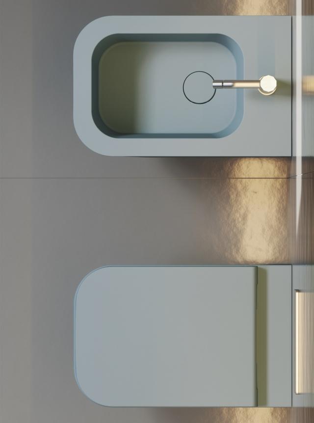 sanitari sospesi della collezione Revolution di SDR Ceramiche realizzati in Livin-Stone® (solid surface) sanitari sospesi della collezione Revolution di SDR Ceramiche realizzati in Livin-Stone® (solid surface)