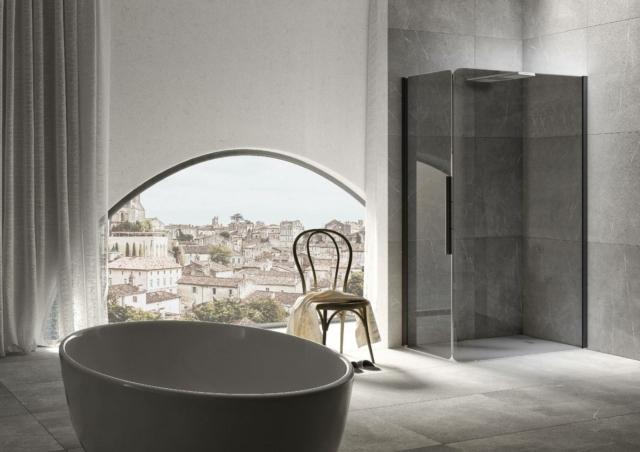 cabina doccia ad angolo Bobox di Relax con profili nero ossidato, vetro Grigio Europa e braccio soffione Popeye acciaio cabina doccia ad angolo Bobox di Relax con profili nero ossidato, vetro Grigio Europa e braccio soffione Popeye acciaio