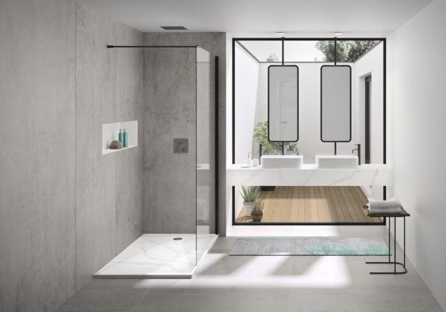 piatto doccia Exelis di Cosentino realizzato in Dekton® Stonika Bergen piatto doccia Exelis di Cosentino realizzato in Dekton® Stonika Bergen