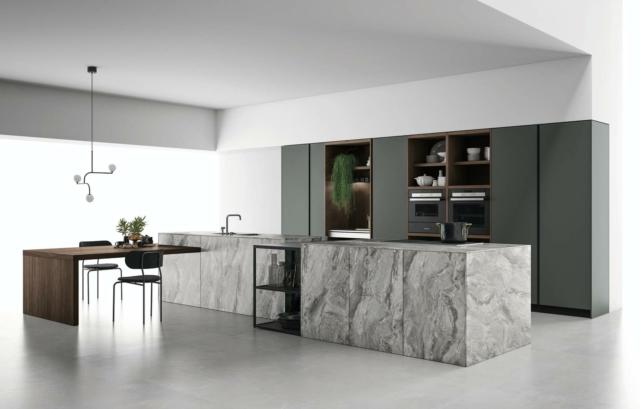 cucina grigia con doppia isola monoblocco Aspen di Doimo Cucine cucina grigia con doppia isola monoblocco Aspen di Doimo Cucine