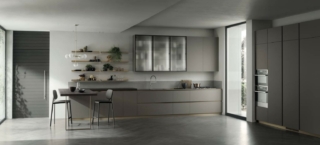 cucina DeLinea di Scavolini con ante e top con vasche integrate in Fenix NTM® Grigio Londra cucina DeLinea di Scavolini con ante e top con vasche integrate in Fenix NTM® Grigio Londra