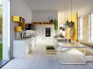 cucina angolare con elementi giallo curry Code di Snaidero cucina angolare con elementi giallo curry Code di Snaidero