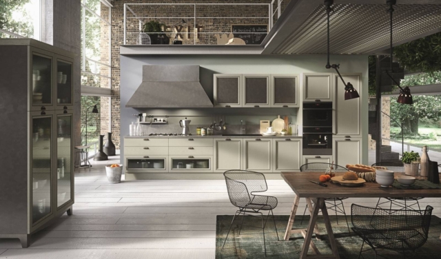 cucina chiara in stile industrial aran Cucine Magistra Lacquered green ash cucina chiara in stile industrial aran Cucine Magistra Lacquered green ash