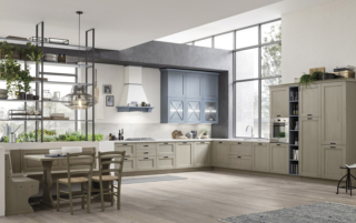 Cucina country angolare Eva di Arrex Le Cucine finitura color neutra Cucina country angolare Eva di Arrex Le Cucine finitura color neutra