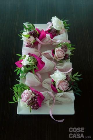 mini bouquet rose lentisco centrotavola