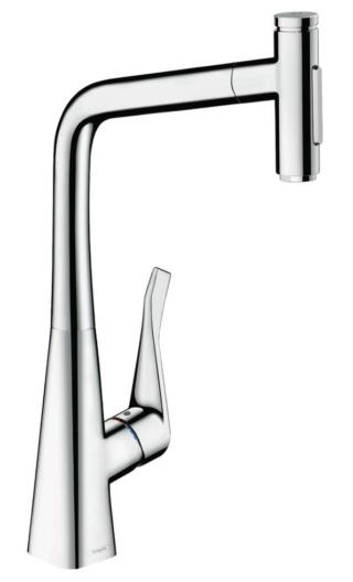 Di facile utilizzo, Metris Select M71 di Hansgrohe consente di avviare o arrestare il flusso d’acqua toccando un pulsante. Con bocca estraibile e 2 tipologie di getto, ha limitatore di portata regolabile. È in finitura acciaio inox. Misura P 25 x H 44,5 cm. Prezzo 961 euro. www.hansgrohe.it Di facile utilizzo, Metris Select M71 di Hansgrohe consente di avviare o arrestare il flusso d’acqua toccando un pulsante. Con bocca estraibile e 2 tipologie di getto, ha limitatore di portata regolabile. È in finitura acciaio inox. Misura P 25 x H 44,5 cm. Prezzo 961 euro. www.hansgrohe.it