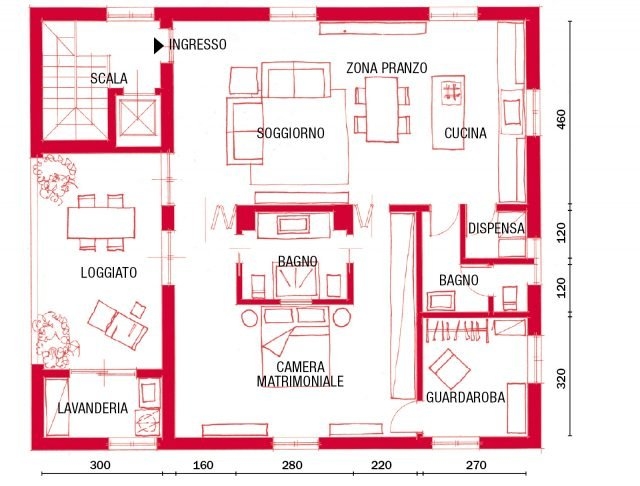 pianta casa 98 mq con cucina con isola pianta casa 98 mq con cucina con isola