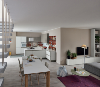 cucina piccola penisola Start-Time di Veneta Cucine e tavolo allungabile Maè cucina piccola penisola Start-Time di Veneta Cucine e tavolo allungabile Maè