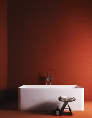 Vasca centro stanza Conca Bianco + Rubinetteria gruppo miscelatore da appoggio per vasca centro stanza TonicII di Ideal Standard Vasca centro stanza Conca Bianco + Rubinetteria gruppo miscelatore da appoggio per vasca centro stanza TonicII di Ideal Standard