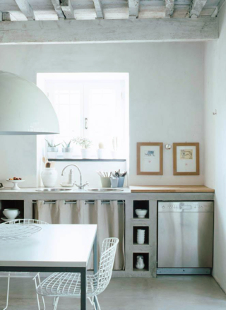 cucina in muratura, rifinita in cemento come i pavimenti cucina in muratura, rifinita in cemento come i pavimenti