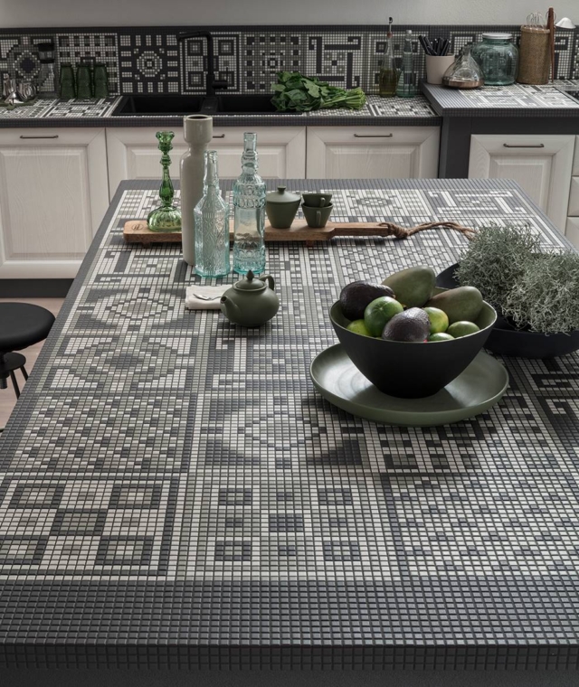 top e schienale realizzati in mosaico in ceramica cucina lola di arrex top e schienale realizzati in mosaico in ceramica cucina lola di arrex