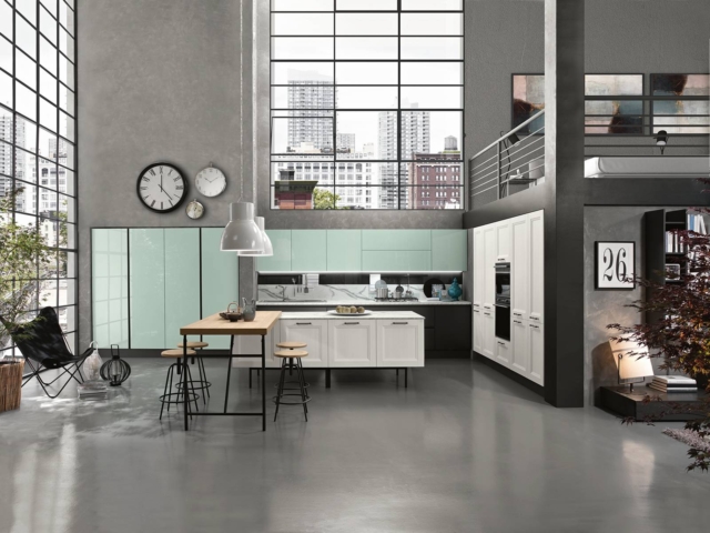 cucina con pensili e colonne in vetro febal casa Memory_ cucina con pensili e colonne in vetro febal casa Memory_
