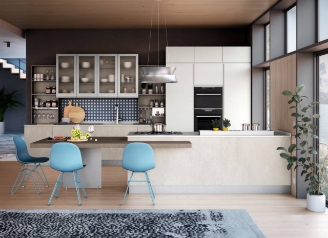 cucina con pensili in vetro ube S1 cucina con pensili in vetro ube S1
