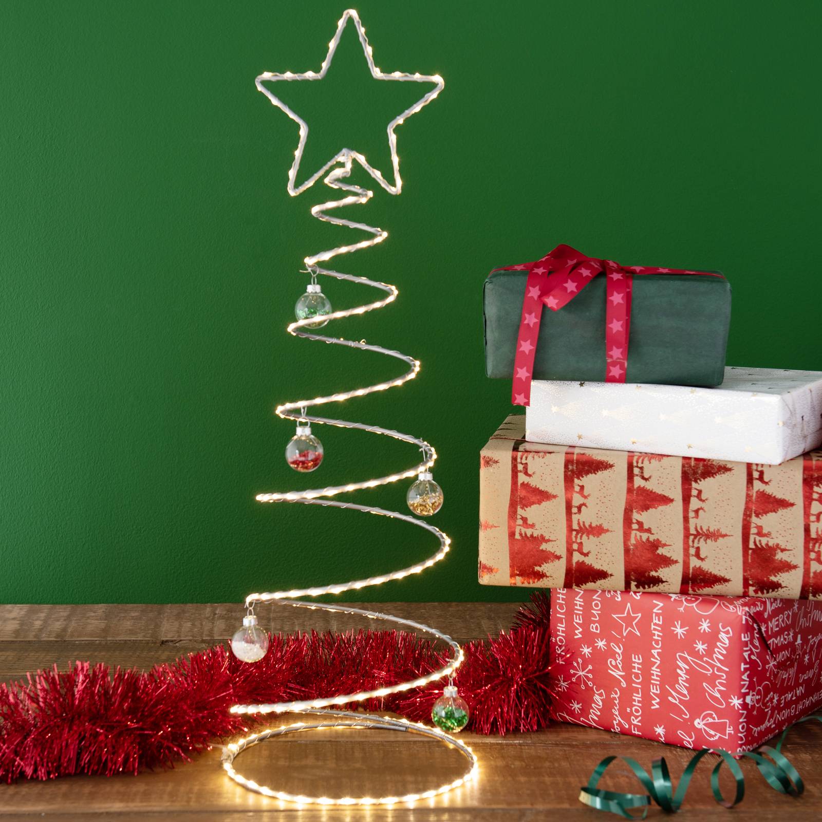 Christmas Presents Base per Albero di Natale a Croce in Metallo 40 cm Richiudibile Pieghevole Colore Verde 