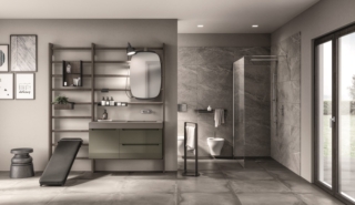 composizione bagno Idro di Scavolini, abbinata in foto al sistema Gym Space composizione bagno Idro di Scavolini, abbinata in foto al sistema Gym Space
