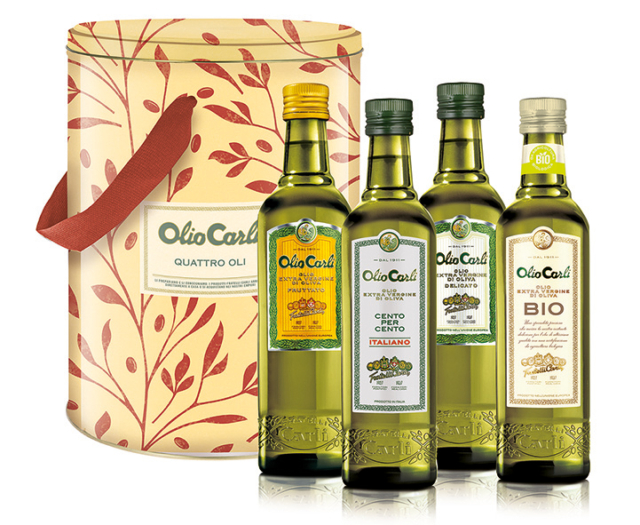 Secchiello Quattro Oli contiene quattro pregiate varietà di Olio Extra Vergine di Oliva Olio Carli Secchiello Quattro Oli contiene quattro pregiate varietà di Olio Extra Vergine di Oliva Olio Carli