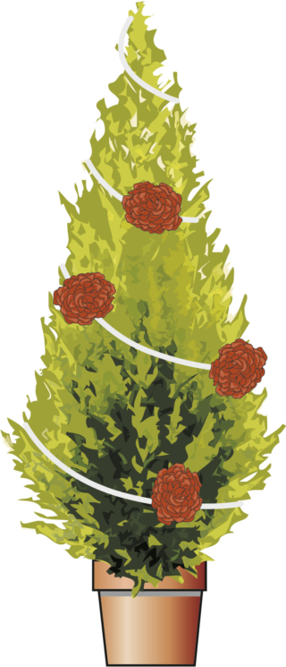 Partendo dalla punta dell’albero, fissare il primo fiore di peonia grande color vinaccia. Partendo dalla punta dell’albero, fissare il primo fiore di peonia grande color vinaccia.