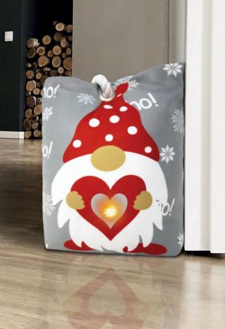 decorazione natale 2022 fermaporta velluto grigio chiaro poliestere stampa gnomo led luminosi ho! bella vita decorazione natale 2022 fermaporta velluto grigio chiaro poliestere stampa gnomo led luminosi ho! bella vita