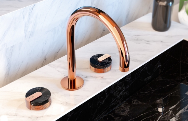 graff mod plus rubinetti bagno per lavabo a tre fori finitura Or’osa e Marmo nero graff mod plus rubinetti bagno per lavabo a tre fori finitura Or’osa e Marmo nero