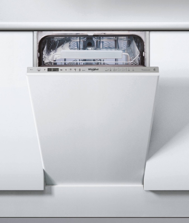 lavastoviglie da 45 cm a scomparsa totale WSIO 3T223 PCE X di Whirlpool, classe energetica A++,consuma 9 litri d’acqua a ciclo e ha potenti getti orizzontali lavastoviglie da 45 cm a scomparsa totale WSIO 3T223 PCE X di Whirlpool, classe energetica A++,consuma 9 litri d’acqua a ciclo e ha potenti getti orizzontali