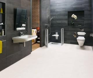 lavabo senza colonna fissato alla parete collezione Contour 21 di Ideal Standard con il miscelatore a leva Ceraplus di Ideal Standard lavabo senza colonna fissato alla parete collezione Contour 21 di Ideal Standard con il miscelatore a leva Ceraplus di Ideal Standard