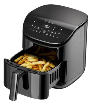 T20 di Proscenic ha 10 funzione in 1, perché permette di friggere, grigliare, cuocere al forno, arrostire, disidratare e molto altro. Grazie alla tecnologia Turbo Boost e 1.500 watt di potenza, la cottura è molto veloce. Con contenitore da 3,5 litri, è collegabile ad app per consultare ricette originali e preimpostate. Misura L 32 x P 32 x H 34 cm. Prezzo: 99 euro. www.proscenic.com T20 di Proscenic ha 10 funzione in 1, perché permette di friggere, grigliare, cuocere al forno, arrostire, disidratare e molto altro. Grazie alla tecnologia Turbo Boost e 1.500 watt di potenza, la cottura è molto veloce. Con contenitore da 3,5 litri, è collegabile ad app per consultare ricette originali e preimpostate. Misura L 32 x P 32 x H 34 cm. Prezzo: 99 euro. www.proscenic.com