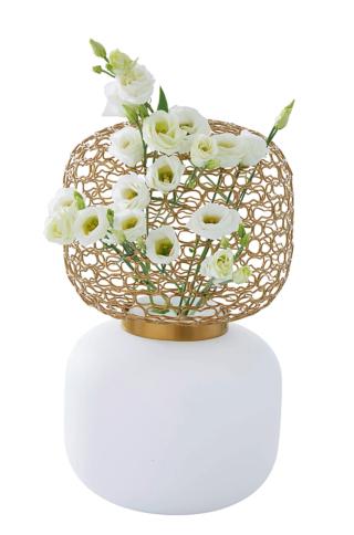 Jali vase di Ligne Roset è formato da due elementi simmetrici sovrapposti: una sfera in opalina e una in maglia di filo d’acciaio laccato epossidico colore ottone opaco, di produzione artigianale, che permette di “appuntare” i fiori. Misura ø 24 x H 42 cm e costa 180 euro. www.ligne-roset.it Jali vase di Ligne Roset è formato da due elementi simmetrici sovrapposti: una sfera in opalina e una in maglia di filo d’acciaio laccato epossidico colore ottone opaco, di produzione artigianale, che permette di “appuntare” i fiori. Misura ø 24 x H 42 cm e costa 180 euro. www.ligne-roset.it