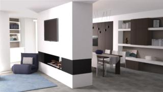 CAMINO CHE DIVIDE PROGETTO 3D ZONA GIORNO IRREGOLARE 180 mq CAMINO CHE DIVIDE PROGETTO 3D ZONA GIORNO IRREGOLARE 180 mq