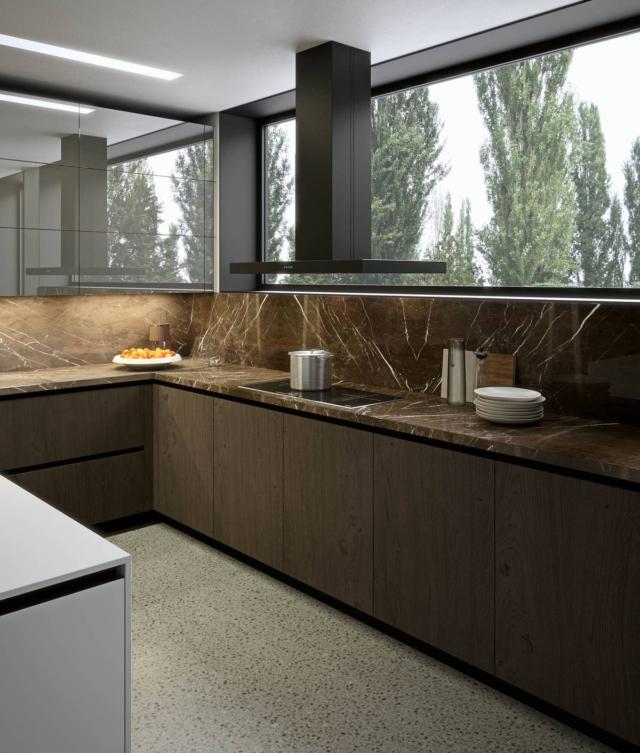 cucina aran cucine lab13 rovere nodato pensili specchio grigio isola, cappa sospesa rettangolare cucina aran cucine lab13 rovere nodato pensili specchio grigio isola, cappa sospesa rettangolare