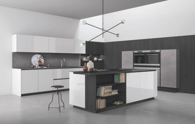 cucina piano gres pietra di savoia grigia doimo-cucine aspen con isola e piano snack cucina piano gres pietra di savoia grigia doimo-cucine aspen con isola e piano snack
