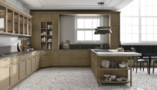 cucina-stile-retro-doimocucine-vogue-ante-rovere-tinto-zolfo-forma-golfo-penisola cucina-stile-retro-doimocucine-vogue-ante-rovere-tinto-zolfo-forma-golfo-penisola