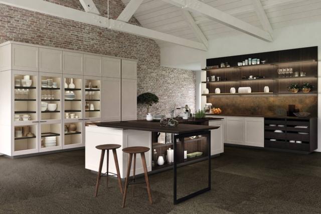 cucina stile retro euromobil filo ante laccato cachemire isola bancone snack eucalipto termotrattato cucina stile retro euromobil filo ante laccato cachemire isola bancone snack eucalipto termotrattato
