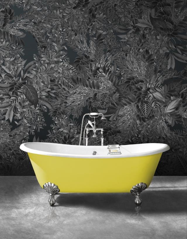 vasca freestanding in ghisa Admiral di Devon & Devon interno smaltato con esterno colorato giallo vasca freestanding in ghisa Admiral di Devon & Devon interno smaltato con esterno colorato giallo