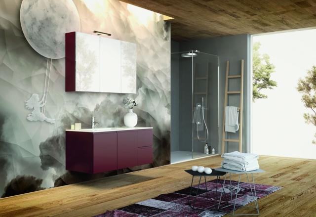 mobile lavabo sospeso della collezione Smart Comp 01 di La Casa Moderna finitura laccata opaca color bordeaux mobile lavabo sospeso della collezione Smart Comp 01 di La Casa Moderna finitura laccata opaca color bordeaux