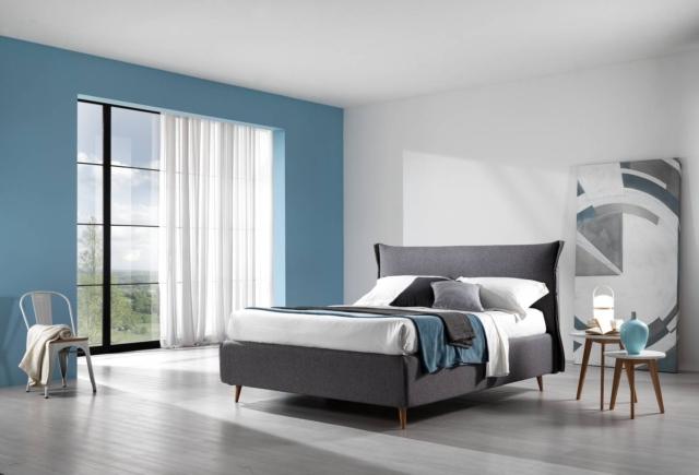 perdormire Cloe letto grigio parete azzurra perdormire Cloe letto grigio parete azzurra