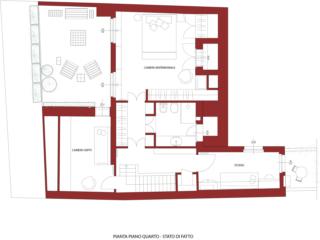 Planimetria progetto piano con zona notte, prima dei lavori di ristrutturazione Planimetria progetto piano con zona notte, prima dei lavori di ristrutturazione