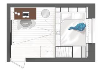 La composizione utilizza poco meno della metà della stanza. Lo spazio restante è in parte utilizzato per un ampio e comodo scrittoio posto di fronte alla porta; in parte, invece, è lasciato libero per dare agio ai movimenti e luminosità all'ambiente. La composizione utilizza poco meno della metà della stanza. Lo spazio restante è in parte utilizzato per un ampio e comodo scrittoio posto di fronte alla porta; in parte, invece, è lasciato libero per dare agio ai movimenti e luminosità all'ambiente.