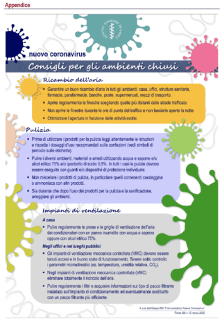 Consigli per gli ambienti chiusi nuovo coronavirus