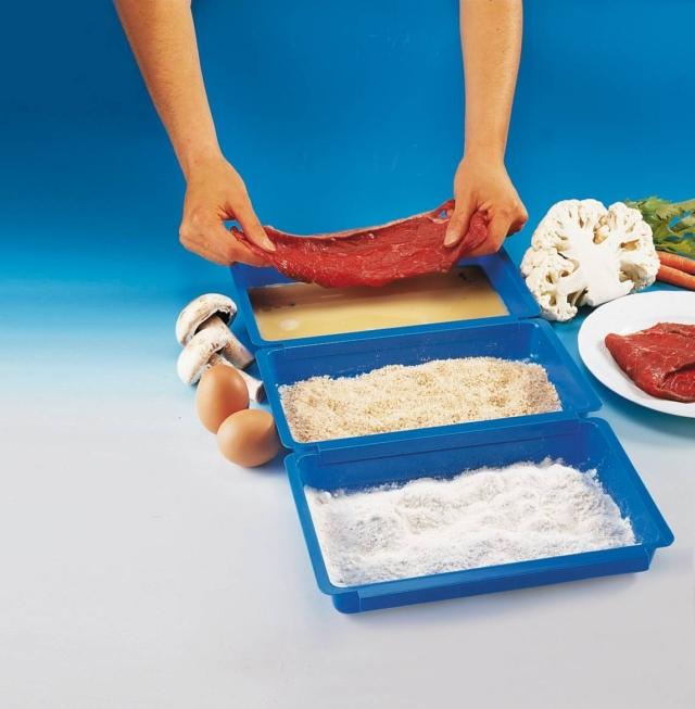 Set di 3 vaschette Euronova in plastica per impanare Set di 3 vaschette Euronova in plastica per impanare