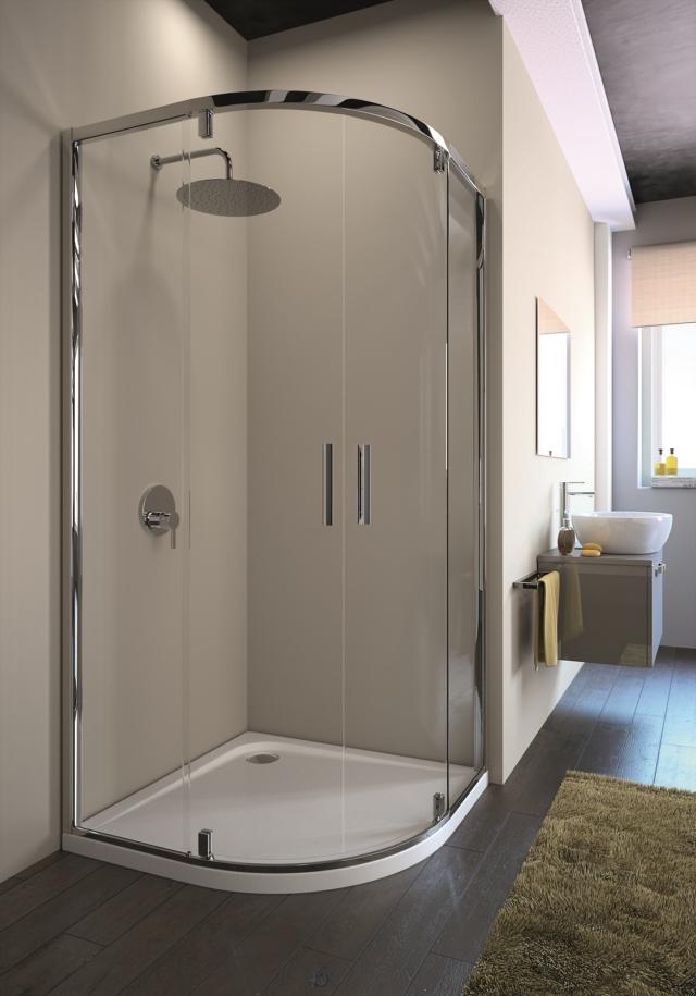 cabina doccia ad angolo curvo Strada di Ideal Standard con apertura centrale con due ante pivotanti cabina doccia ad angolo curvo Strada di Ideal Standard con apertura centrale con due ante pivotanti
