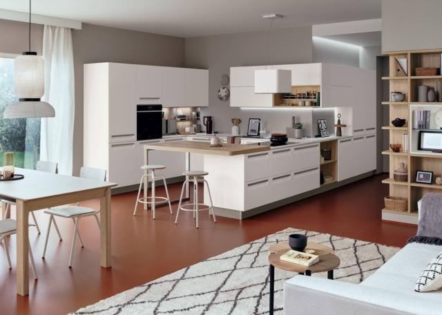 cucina ante laccato bianco riso venetacucine carrera F1 penisola bancone snack effetto legno cucina ante laccato bianco riso venetacucine carrera F1 penisola bancone snack effetto legno