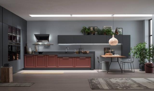 cucina ante laccato rosso grigio arrex lola lineare cucina ante laccato rosso grigio arrex lola lineare