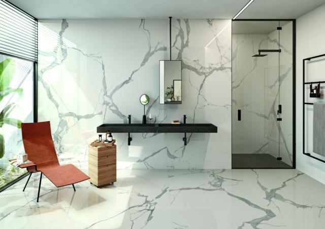 lastre in gres porcellanato Xlab Statuario di Iperceramica effetto marmo in formato 120 x 280 cm lastre in gres porcellanato Xlab Statuario di Iperceramica effetto marmo in formato 120 x 280 cm
