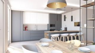 organizzare la zona giorno-smeg-panzeri-parquet-industrial-tavolo in legno-cucina-fenix-isola cucina